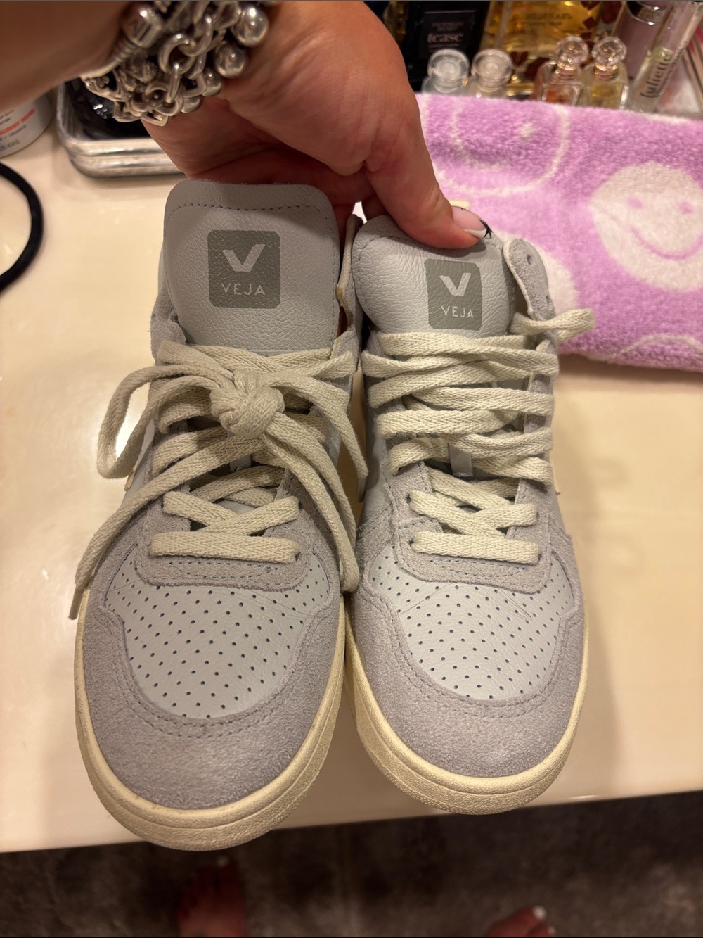 Veja Light Gray Suede & Leather Sneakers
